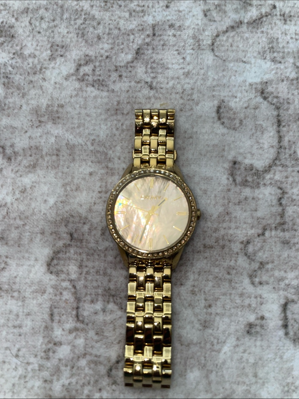 DKNY Gold-Tone Mother-of-Pearl Dial Bracelet Watch